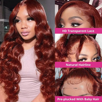 Cheveux Remy brésiliens naturels ondulés, pré-épilés, longs, 13*4, pour perruques, couleur Orange Brun Rouge, pour femmes noires