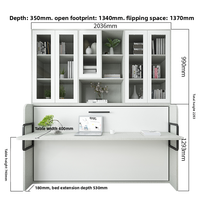 Lit mural moderne Queen-Size Murphy, réglable, avec panneaux en bois, pliable, élégant en chêne pour chambre à coucher
