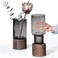 Vase en verre borosilicate transparent, simple et élégant, style Art déco, écologique, adapté à la décoration de la maison et de mariage