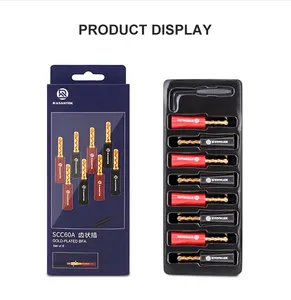 Rasantek 2U "24K mạ vàng HIFI loa âm thanh chuối cắm jack 4mm BFA chuối kết nối cho loa Cáp Hi-Fi