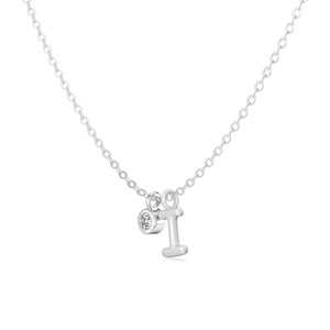 Collana Dylam con Lettera 'I' in Zirconia Cubica Placcata in Rodio, Collana Personalizzata con Iniziale per Donne - Product Image 1