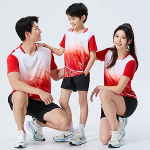 T-shirt de course personnalisé pour adultes et enfants, dégradé, séchage rapide, respirant et anti-transpiration pour le badminton, le tennis de table et le volley-ball - Product Image 5