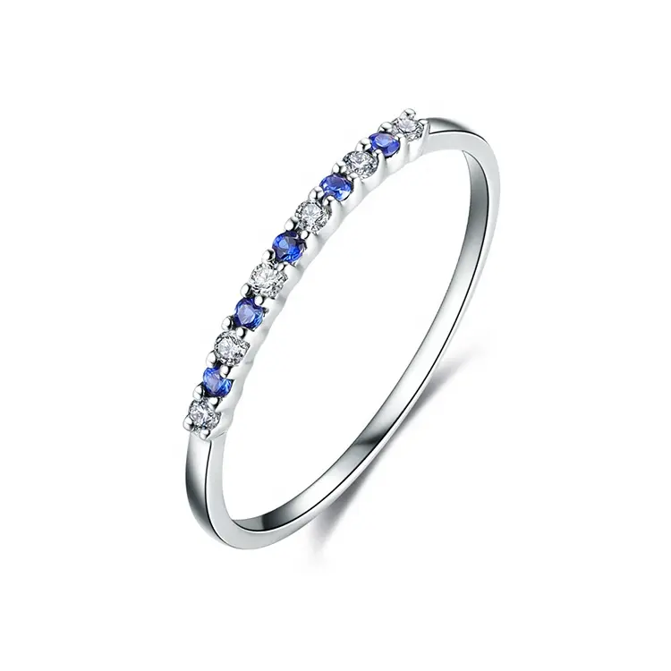 Advanced Customization 18k Solid Gold Natural Diamond Blue Real Sapphire Ring
