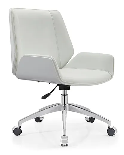 Sedia da ufficio con ruote sedia da conferenza con schienale medio ufficio in pelle ferro moderno rivestimento in pelle Pu pelle sintetica 2 anni JX10-C