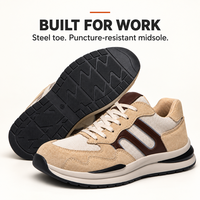 Sepatu Keselamatan Kerja Custom Bernapas dengan Ujung Baja, Kulit Suede dan Bagian Atas Berbahan Mesh, Midsole Anti Tusuk, Model Low Cut