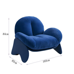 Sillón Redondo de Terciopelo Azul, Relleno de Espuma, para Sala de Estar, Sillón Individual para Adultos - Product Image 6
