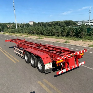 Semirremolque de chasis de acero de tres ejes y 80 toneladas, estructura de esqueleto de alta resistencia para transporte de contenedores ISO - Product Image 3