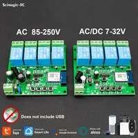 Módulo de Relé de Pulso Remoto RF433 para Puerta de Garaje Inteligente WIFI Tuya de 4 Canales, Interruptor de Motor de Acceso Eléctrico AC/DC 7-32V/85-250V