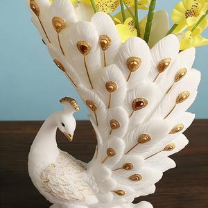 Jarrón Decorativo de Pavo Real, Estilo Europeo, Pintado a Mano, Adorno de Resina, Artesanía, Figuritas, Escultura de Animales - Product Image 6
