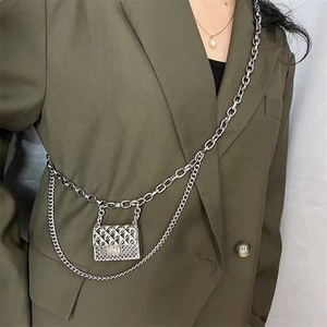 Luxo <span class=keywords><strong>Chain</strong></span> Belt para Mulheres Mini Cintura <span class=keywords><strong>Gold</strong></span> Metal Bag Oco Out Bag Cintura Tassel Body Jewelry Acessórios - Product Image 2
