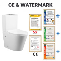 KIDOIR WC en céramique deux pièces certifié WaterMark, à fixation murale, avec base décorative, double chasse, siphon en P et en S, fabriqué en Australie et en UE