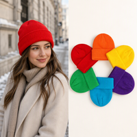 KAXI Vente en gros Nouveau bonnet tricoté personnalisé sans bord pour parent-enfant avec étiquette en cuir, chaud et élégant