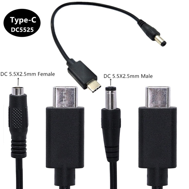 USB 3.1 Type C USB-C to DC 5.5 X 2.5mm Power Jack High Speed Charge Copper Extension Cable