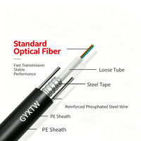 Cable de Fibra Óptica GYXTW Monomodo G652b de 4-24 Hilos, Armado para Exteriores, OEM y ODM, Guangdong