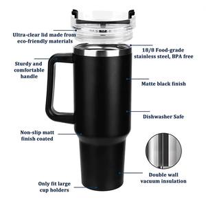 Gobelets et mugs isothermes en acier inoxydable à double paroi, personnalisables, pour sublimation, avec paille et poignée, 32oz et 40oz, vente en gros - Product Image 6