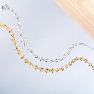 Bracelet en acier inoxydable en forme de fleur, couleur or et argent, motif croisé, chaîne faite à la main pour femme, cadeau de bijoux - Product Image 4