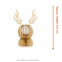 Ornement en bois découpé au laser en forme de cerf 21,5 cm, support de bougie chauffe-plat de table rustique nordique, support de logo personnalisé OEM, porte-bougie en bois en forme de cerf