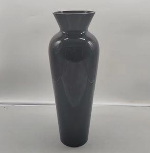 Minimalist Ceramic Vase Black Geometric Shape 15x40.5cm Tabletop Decorative Flower Vase - Product Image 3