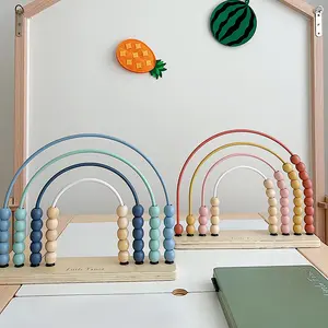 Peuter Wiskunde Leermiddelen Houten Telspel Voor Kinderen Regenboog Kleurrijke Race Kralen Spel Kinderen Educatief Wiskunde Speelgoed