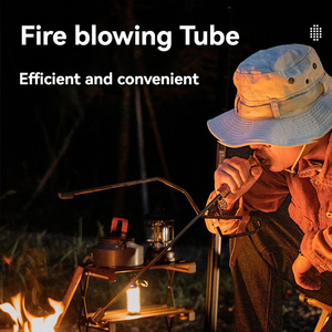 Pince à bois 3-en-1 étanche de 50,5 cm pour cheminée en fer/bois et bâton de soufflage avec étui en PU pour camping et barbecue - HIKEMAN - Product Image 2