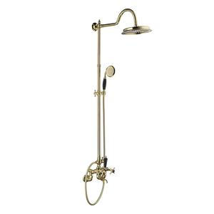 <span class=keywords><strong>Robinet</strong></span> <span class=keywords><strong>de</strong></span> douche mural en laiton massif chromé poli, style traditionnel, <span class=keywords><strong>avec</strong></span> trois poignées, <span class=keywords><strong>douchette</strong></span> à main en céramique blanche et noire - Product Image 6