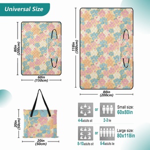 Customs Hawaii Printed <b>Waterproof</b> Foldable Picnic Blanket Tote Bag Style Quilted Polyester Picnic Mat - Product Image 3