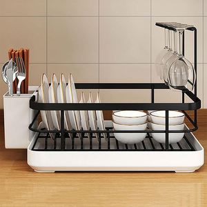 Factory Direct Price Dish Bowl Drain <b>Storage</b> Rack Metal Basket Organizer <b>Kitchen</b> Sink Dishes <b>Storage</b> Rack with Utensil Holder - Product Image 5