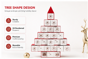 Caja de Calendario de Adviento con Forma de Árbol de Navidad Personalizada, con Cajones, de Cartón Rígido, Triangular, Caja Misteriosa para Regalo Sorpresa - Product Image 3
