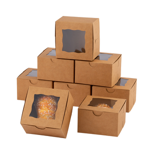 Cajas de Regalo de Papel Kraft Reciclable de 4x4x2.5 Pulgadas, Blancas, para Galletas, Pasteles, con Ventana Transparente, para Pan, Pastel, Sushi, Macaron, con Relieve Mate - Product Image 4