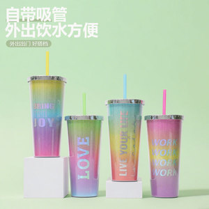 Shang Kou Ai 24oz Double Wall Plastic <b>Cup</b> Electroplated <b>Lid</b> <b>Reusable</b> Water Bottle Party Gift - Product Image 3