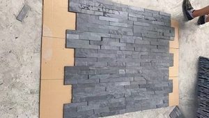 Moderner Stil Natürliche Schwarze Außenwandverkleidung Rustikale Schieferplatte Gespaltene Oberfläche Säurebeständige Kulturverblendung - Product Image 4