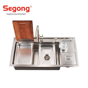 Ensemble d'évier de <span class=keywords><strong>cuisine</strong></span> en acier inoxydable à bol unique de haute qualité Évier commercial fait main avec poubelle - Product Image 4