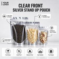 Sachets Doypack Personnalisés Transparents avec Front Argenté, Refermables à Fermeture Zip, pour Emballage Alimentaire, Snacks et Thé, en Mylar