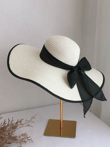 Sombrero de Papel Plegable Hecho a Mano para Mujer, con Ala Ancha, Bordado 3D y Lazo, para Playa, Deportes y Viajes - Product Image 6