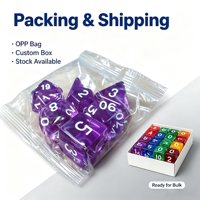 Ensemble de 7 dés polyédriques transparents bleus/jaunes/violets/verts/rouges, dés en acrylique écologiques pour jeux de rôle sur table D&D MTG