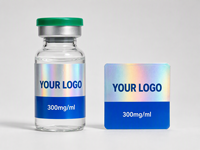 Autocollants holographiques imperméables avec logo personnalisé pour l'emballage de petites bouteilles de 3/5*7/10 ml