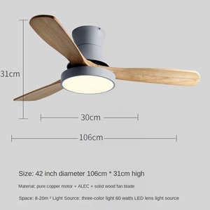 Luz de ventilador LED de montaje empotrado de madera de 3 hojas con control remoto 56 \ "Iluminación perfecta para comedor USB y alimentado por gas - Product Image 6