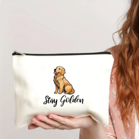 Trousse de maquillage personnalisée avec motif Golden Retriever, sac de rangement de voyage pour articles de toilette, pochette cosmétique, cadeau pour enterrement de vie de jeune fille