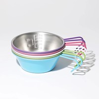 Bol de préparation pour barbecue en acier inoxydable écologique vert clair et gris clair avec échelle de mesure, tasse à marinade et sauce, suspendable pour barbecue extérieur