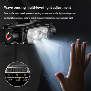 超亮XHP50发光二极管可充电前照灯1000流明9模式运动传感器磁性白色红色前照灯手电筒 - Product Image 4