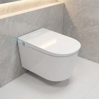 WC intelligent mural avec bidet intégré et télécommande, en céramique, norme européenne, avec couvercle automatique pour salle de bain