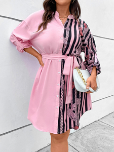 Printemps automne <span class=keywords><strong>Chic</strong></span> <span class=keywords><strong>grande</strong></span> <span class=keywords><strong>taille</strong></span> vêtements pour femmes manches longues col en V robe courte décontracté noir élégant ample fête <span class=keywords><strong>grande</strong></span> <span class=keywords><strong>taille</strong></span> robes - Product Image 2