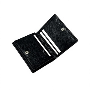 Beenas Genuine Leather Name <b>Card</b> Black <b>Slim</b> Fold <b>Card</b> <b>Holder</b> Button Closure Fashion Unisex Design for Daily Meeting Use - Product Image 3