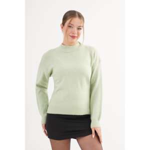 Suéter de Punto Verde Menta con Cuello Alto para Mujer, Manga Larga, Minimalista, Antipilling, Calibre 14 GG - Product Image 6