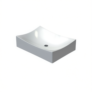 Lavabo de Cerámica Blanco Rectangular para Baño, Montaje en Pared, Diseño Contemporáneo de Alto Brillo - Product Image 1
