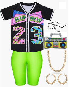 Ecowalson 80s 90s Cosplay Hip Hop Stage Performance Femme Vêtements De Sport À Manches Courtes Adulte Enfants Costume Halloween Costume - Product Image 2