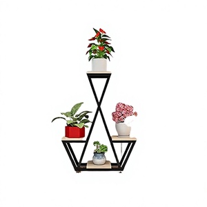 Support de pot en fer forgé noir de qualité supérieure avec pots et jardinières exclusifs à prix imbattables - Product Image 1