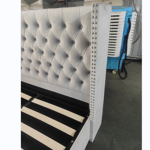 Customized Luxury Velvet Tufted Rivet king Queen Double <strong>Single</strong> Available Size Storage <strong>Gas</strong> <strong>Lift</strong> <strong>Bed</strong> Upholstered <strong>Bed</strong> - Product Image 5
