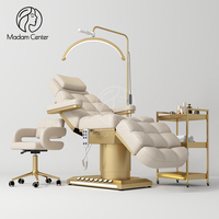 Fauteuil de Beauté Électrique Professionnel 3 Moteurs en Cuir Premium pour Soins du Visage, Inclinable, Hauteur et Dossier Réglables, Ergonomique pour Salon