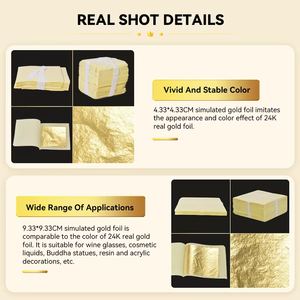 Cinese Private Label alta qualità <span class=keywords><strong>22K</strong></span> alta imitazione foglia d'oro foglio per la resina artigianato mobili doratura - Product Image 5